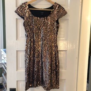 Rose gold sequin cap sleeve dress